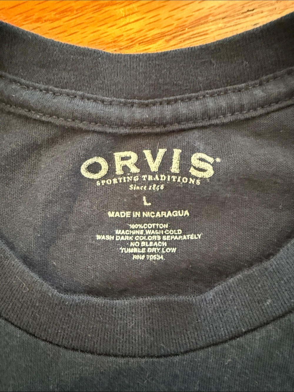 Orvis Navy Short-Sleeve Tee with Lime Logo - Picture 2 of 3